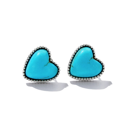 Heart Turquoise Stud Earrings