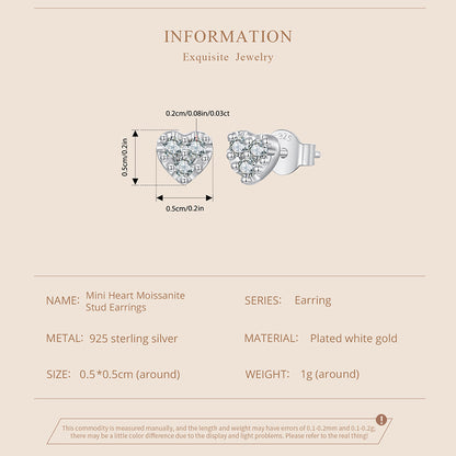 Mini Heart Moissanite Studs