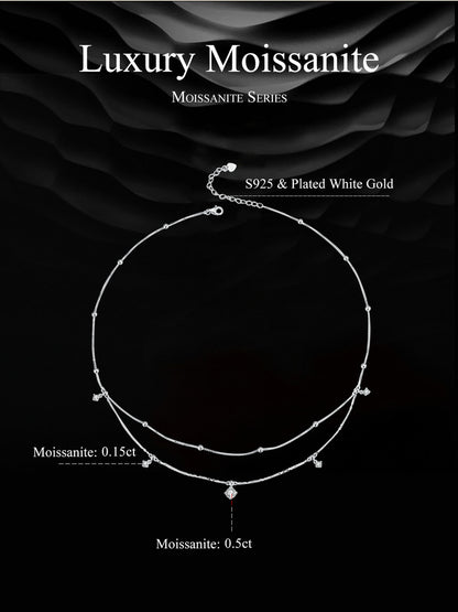 Double-Layer Tassel Moissanite Necklace