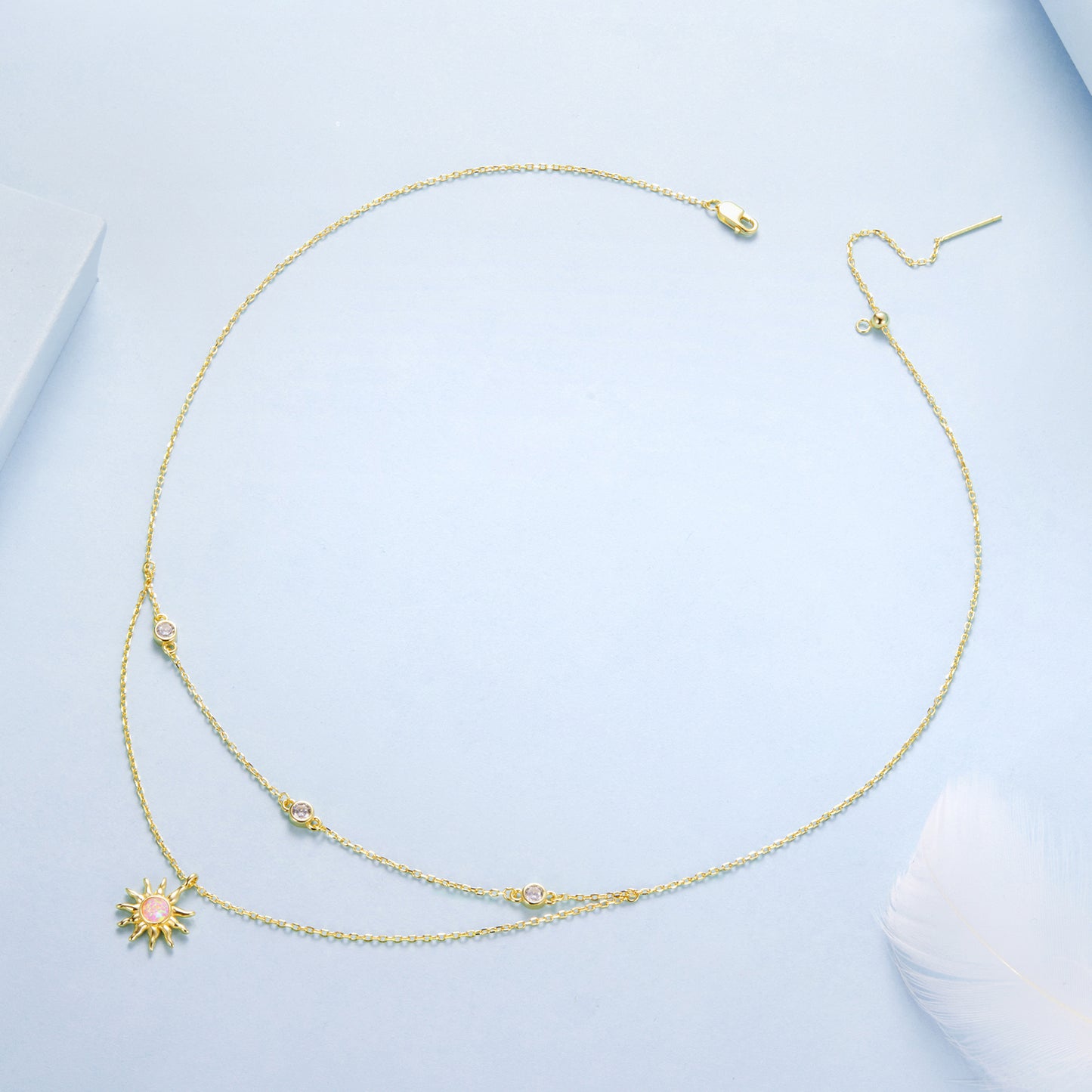 Opal Sun Double-Layer Necklace