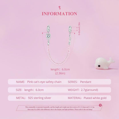 Pink Cat's Eye Safety Chain Charm