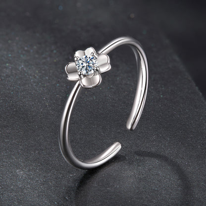 Clover Moissanite Adjustable Ring