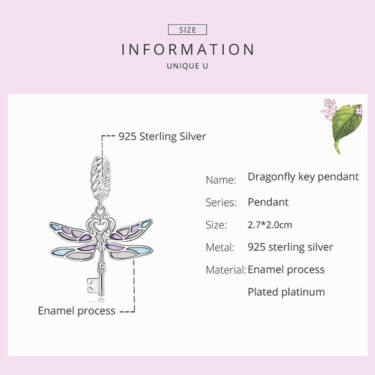 Dragonfly Key Pendant Charm