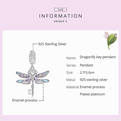 Dragonfly Key Pendant Charm