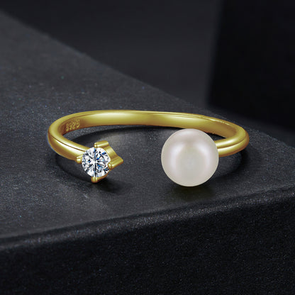 Pearl Moissanite Adjustable Ring