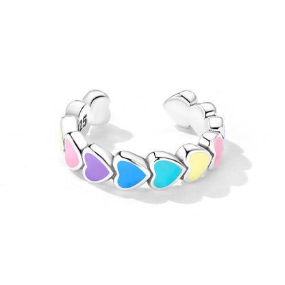 Rainbow Heart Ear Cuff