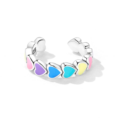 Rainbow Heart Ear Cuff