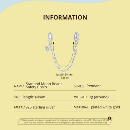 Star and Moon Beads Safety Chain Charm