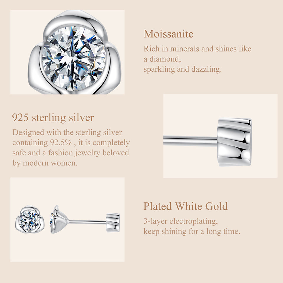 Rose Cut Moissanite Studs