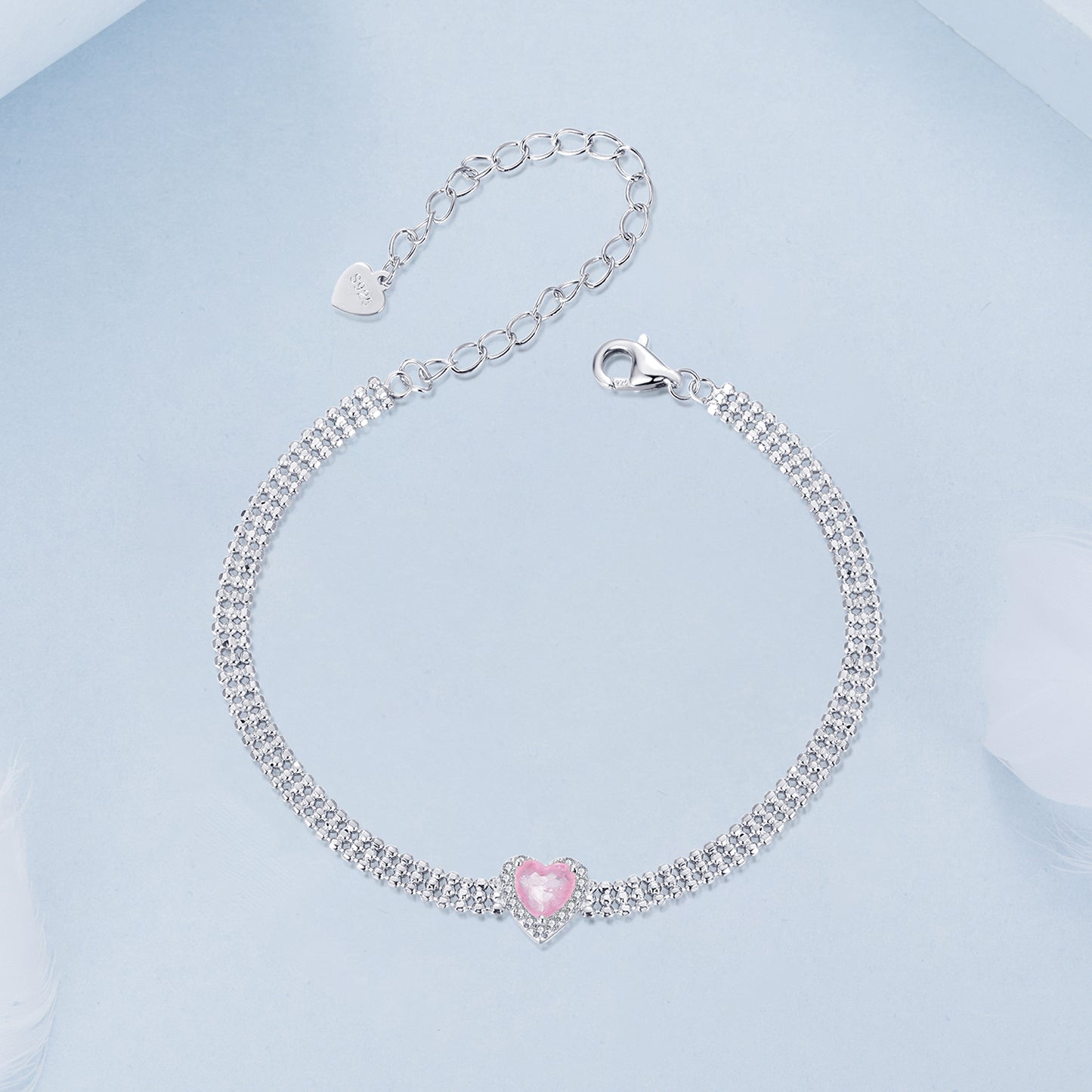 Frosted Floral Heart Bracelet
