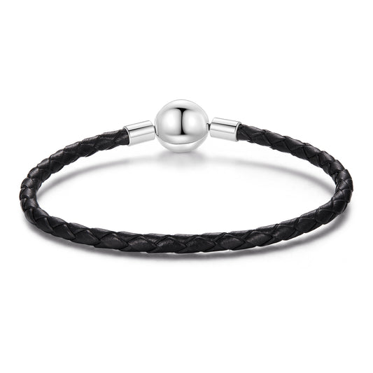 Beaded Clasp Leather Cord Bracelet