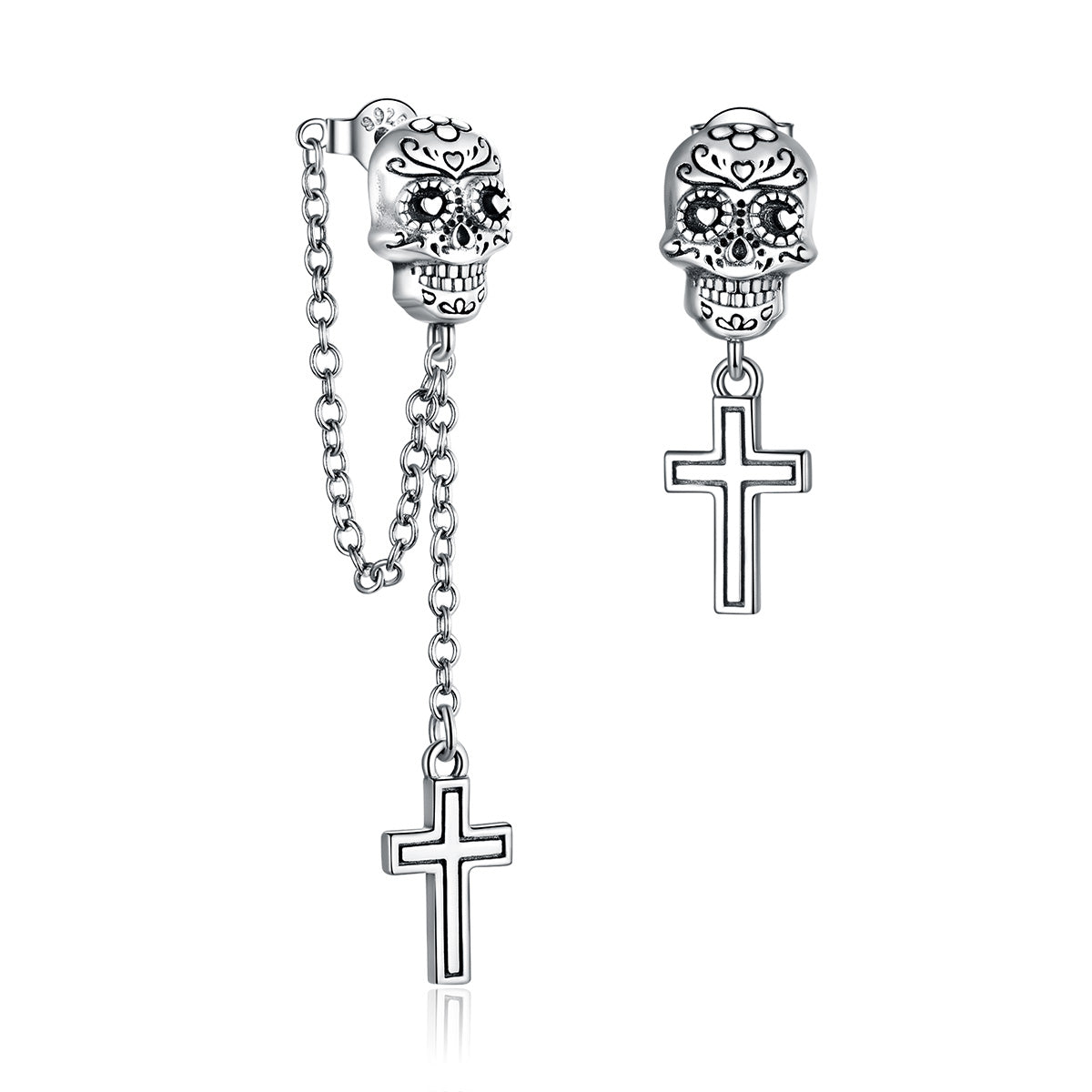 Skull Cross Hoop Earrings