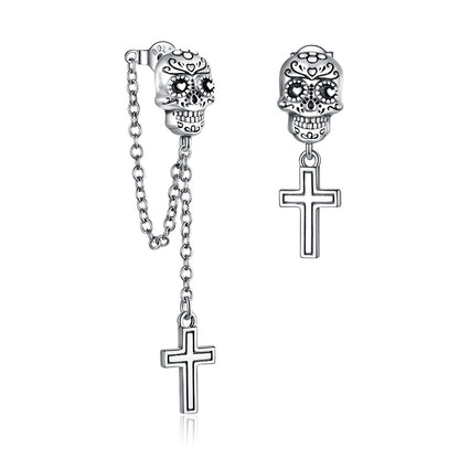 Skull Cross Hoop Earrings