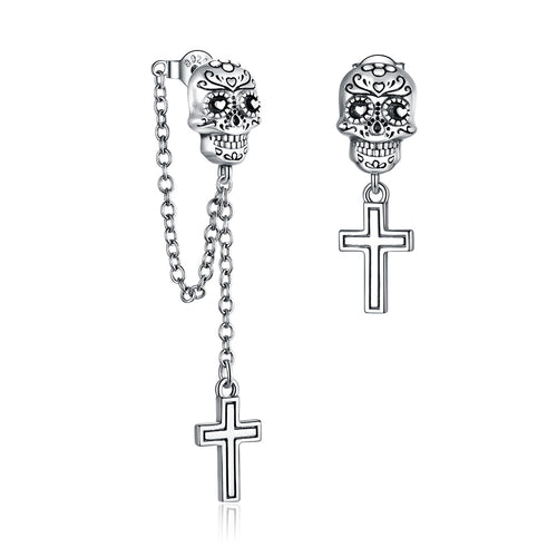 Skull Cross Hoop Earrings