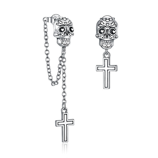Skull Cross Hoop Earrings