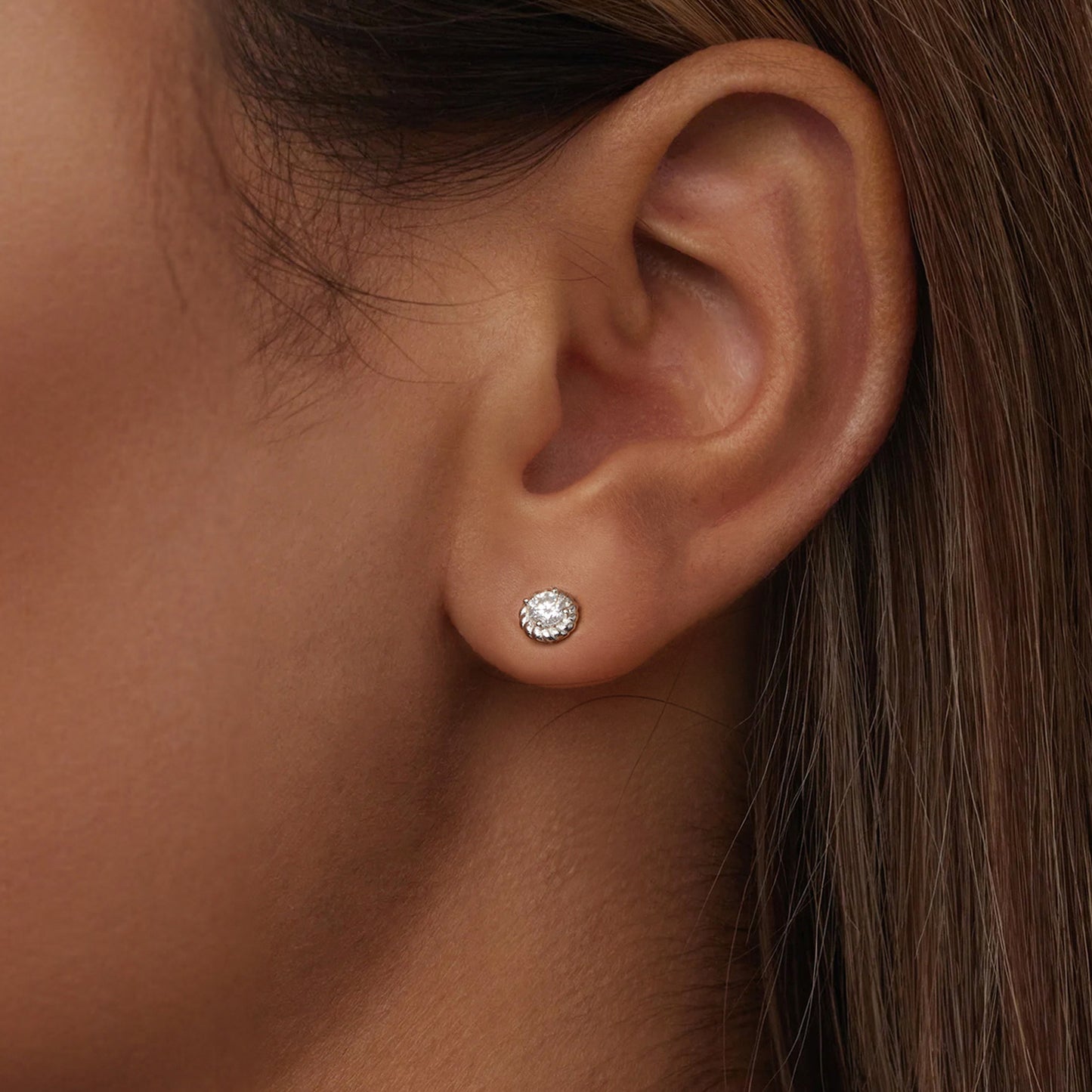 Spiral Ball Moissanite Studs (Round)