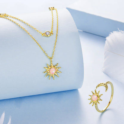 Opal Sun Double-Layer Necklace