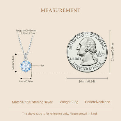 1ct Blue Moissanite Necklace