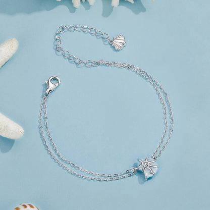 Ocean Blue Shell Charm Bracelet