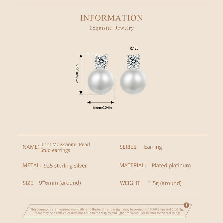 Natural Pearl & 0.1ct Moissanite Studs