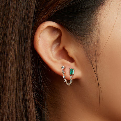 Double-piercing Chain Stud Earrings