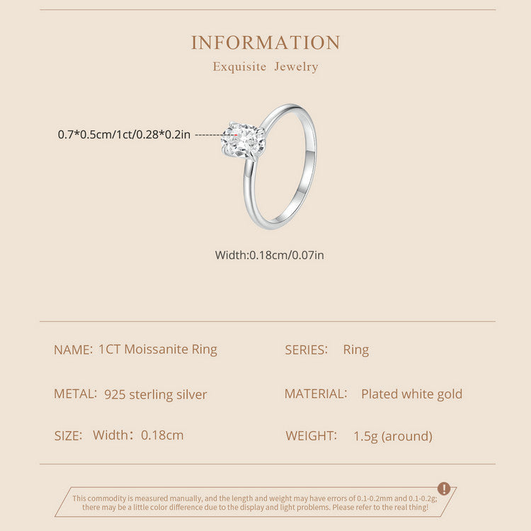 1 Carat Moissanite Ring