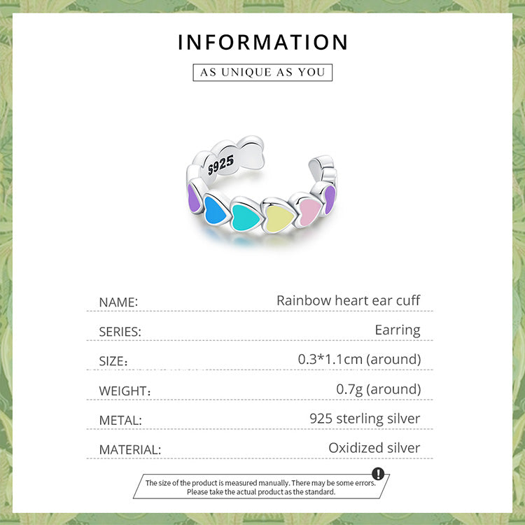 Rainbow Heart Ear Cuff
