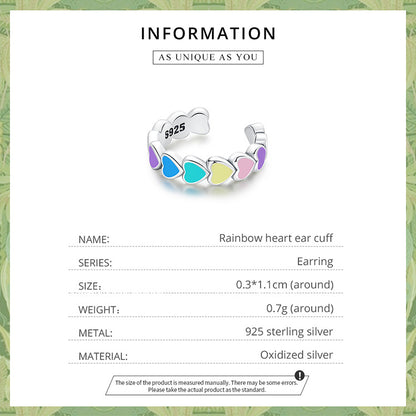 Rainbow Heart Ear Cuff