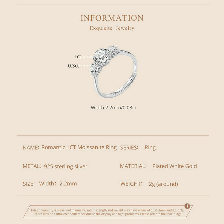 Romantic 1 Carat Moissanite Ring