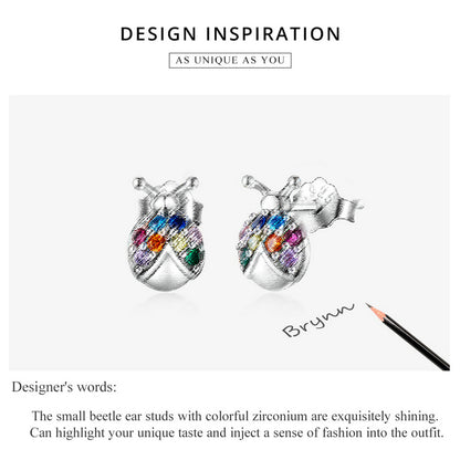 Iridescent Beetle Stud Earrings
