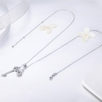 Heart Locket Key Sterling Silver Necklace