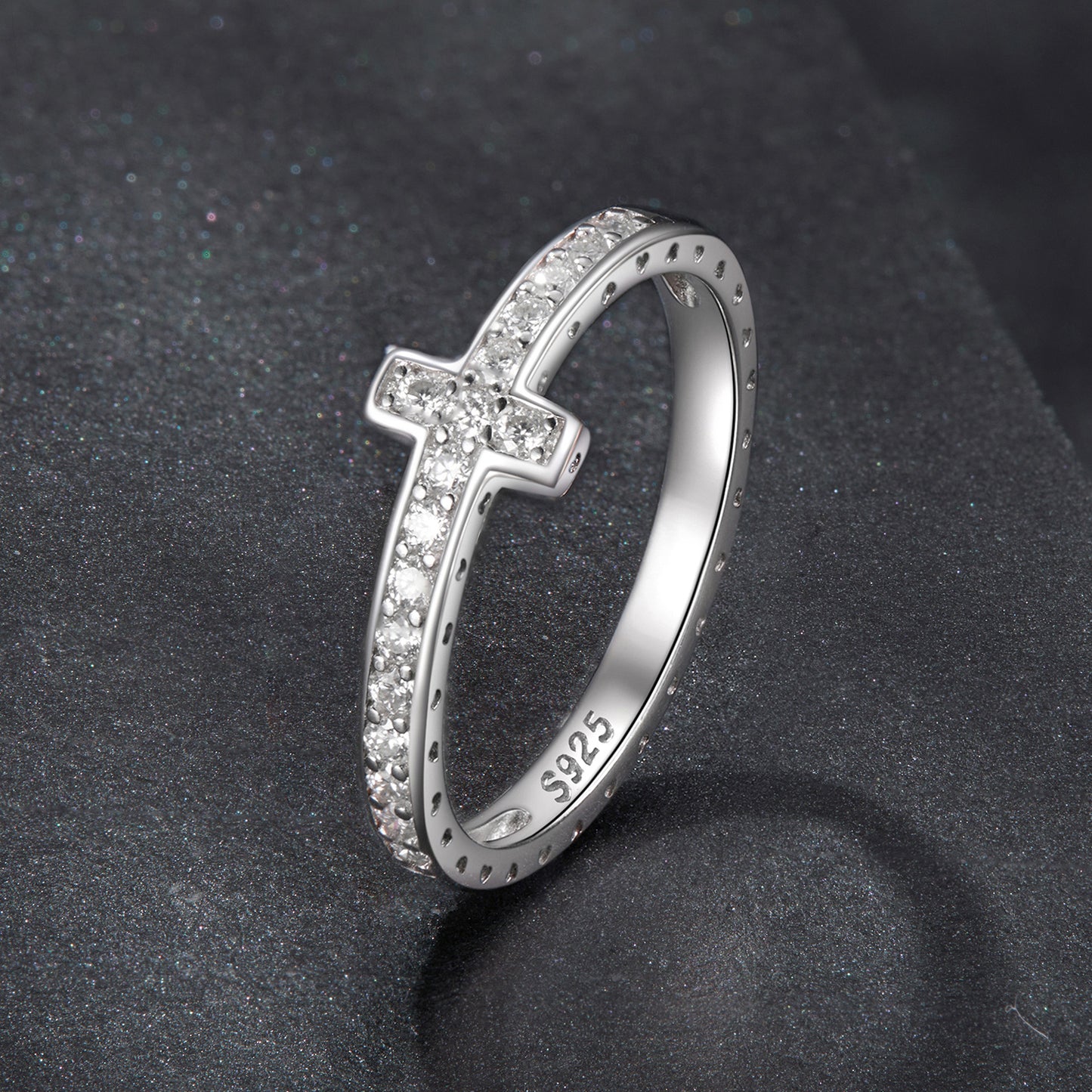 Cross Moissanite Ring