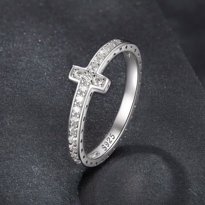 Cross Moissanite Ring