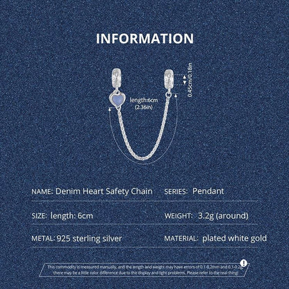 Denim Heart Safety Chain Charm