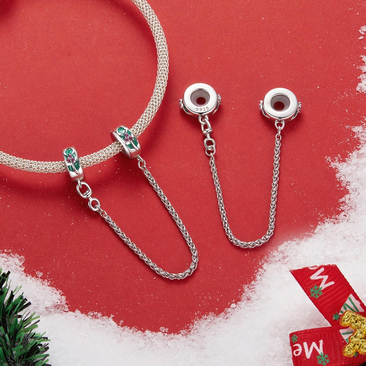 Christmas Holly Safety Chain Charm