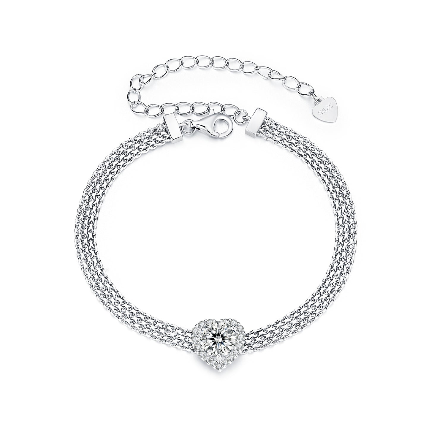 Woven Heart Moissanite Bracelet