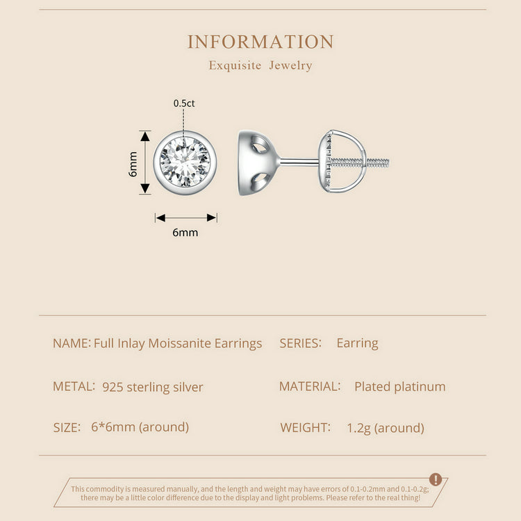 Bezel-Set Moissanite Studs