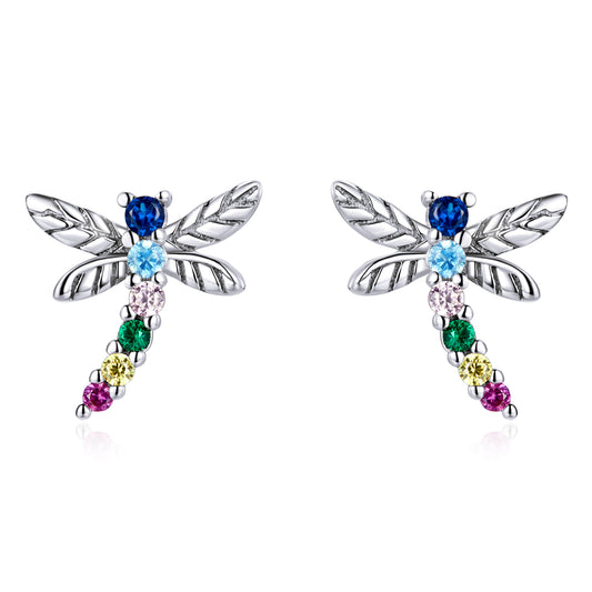 Colorful Dragonfly Stud Earrings