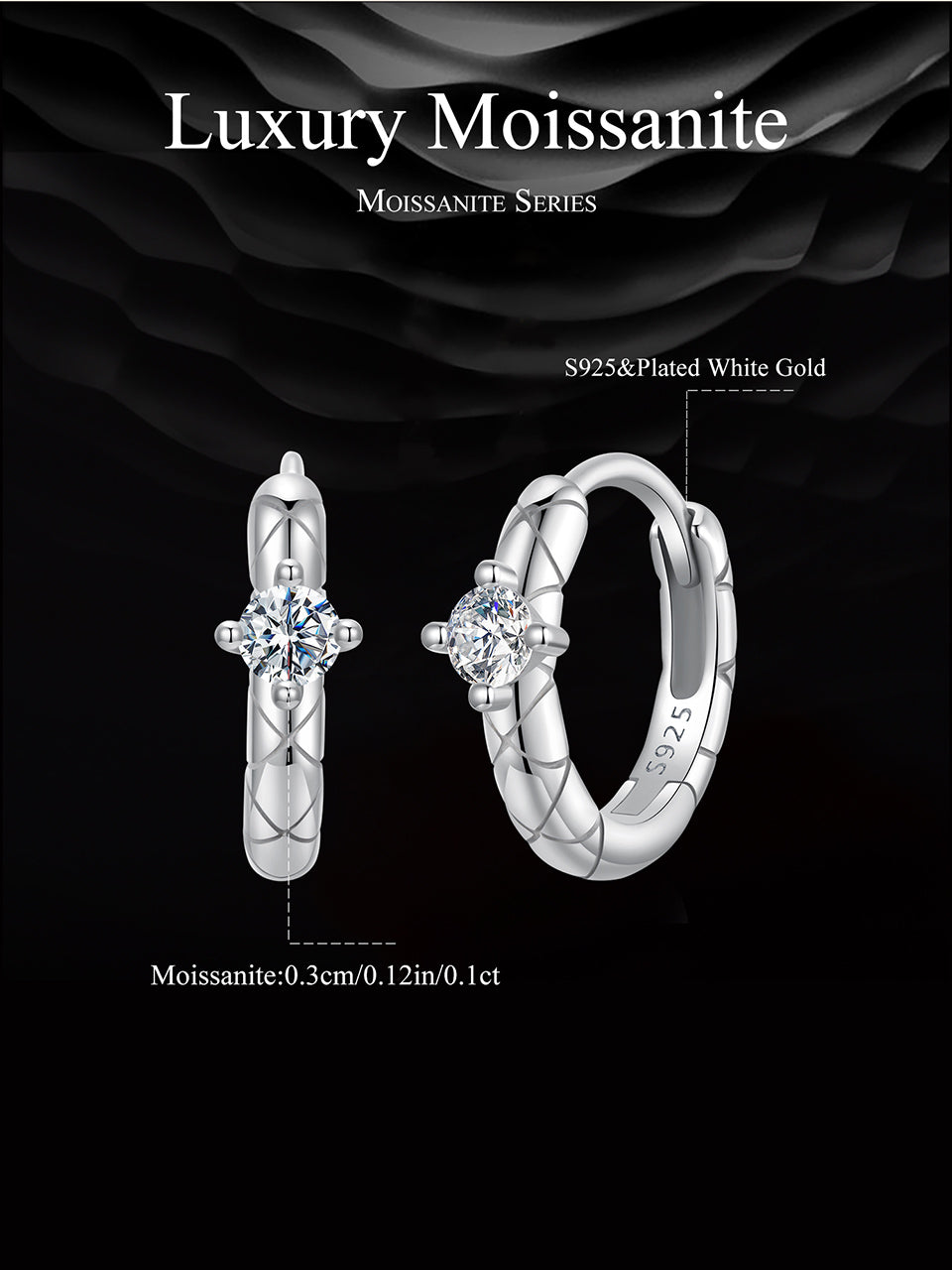Diamond-Pattern Moissanite Ear Climbers