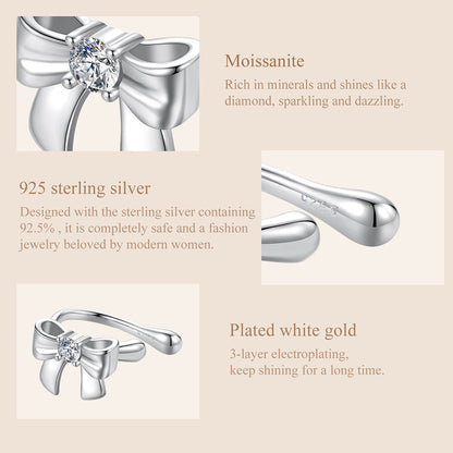 Bow Design Moissanite Ear Cuffs