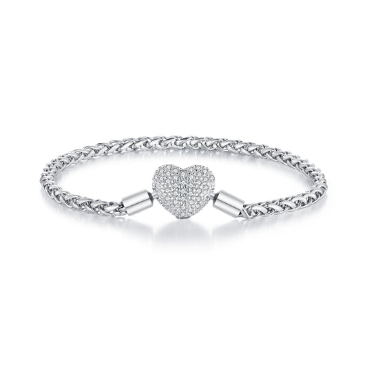 Sparkling Heart-Shaped Basic Bracelet