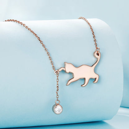 Mischievous Cat Sterling Silver Necklace