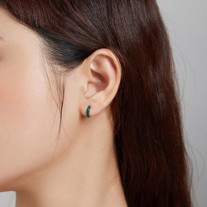 Dual-Tone Clip-On Earrings-Green