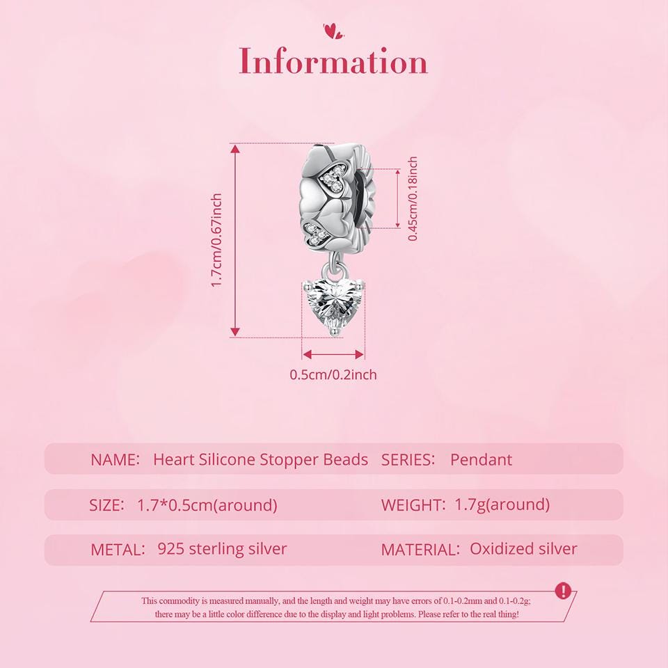 Heart Silicone Stopper Beads Charm