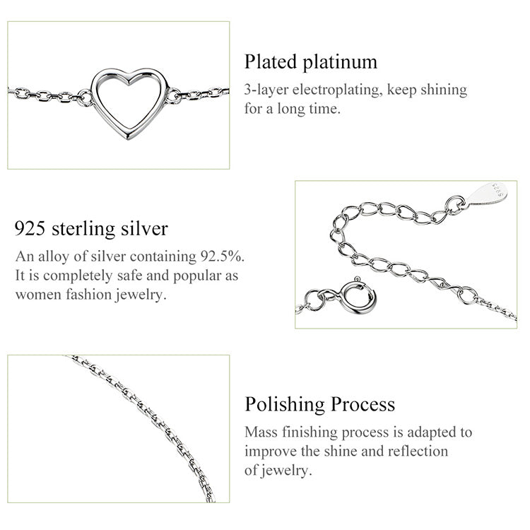 Openwork Heart Sterling Silver Bracelet