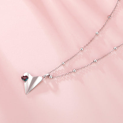 Jet Black Airplane Necklace