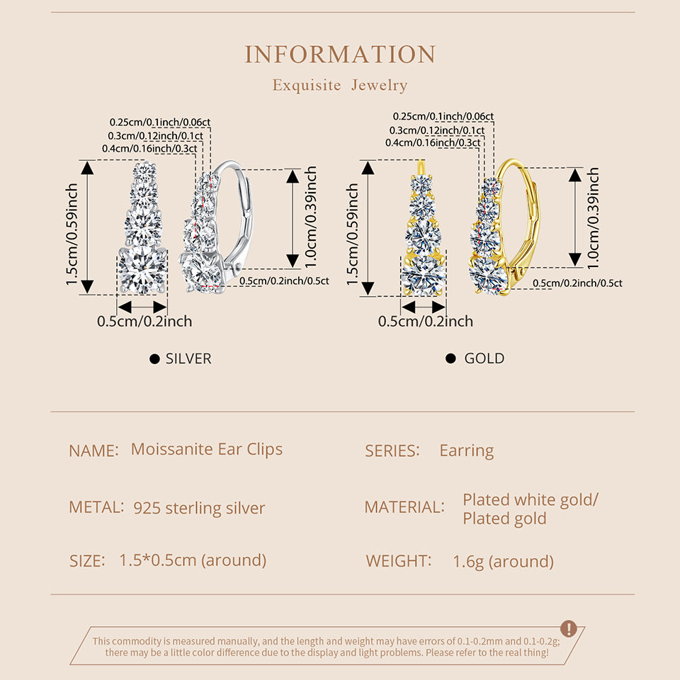Moissanite Spring Ear Climbers