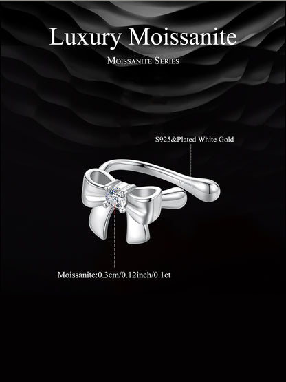 Bow Design Moissanite Ear Cuffs