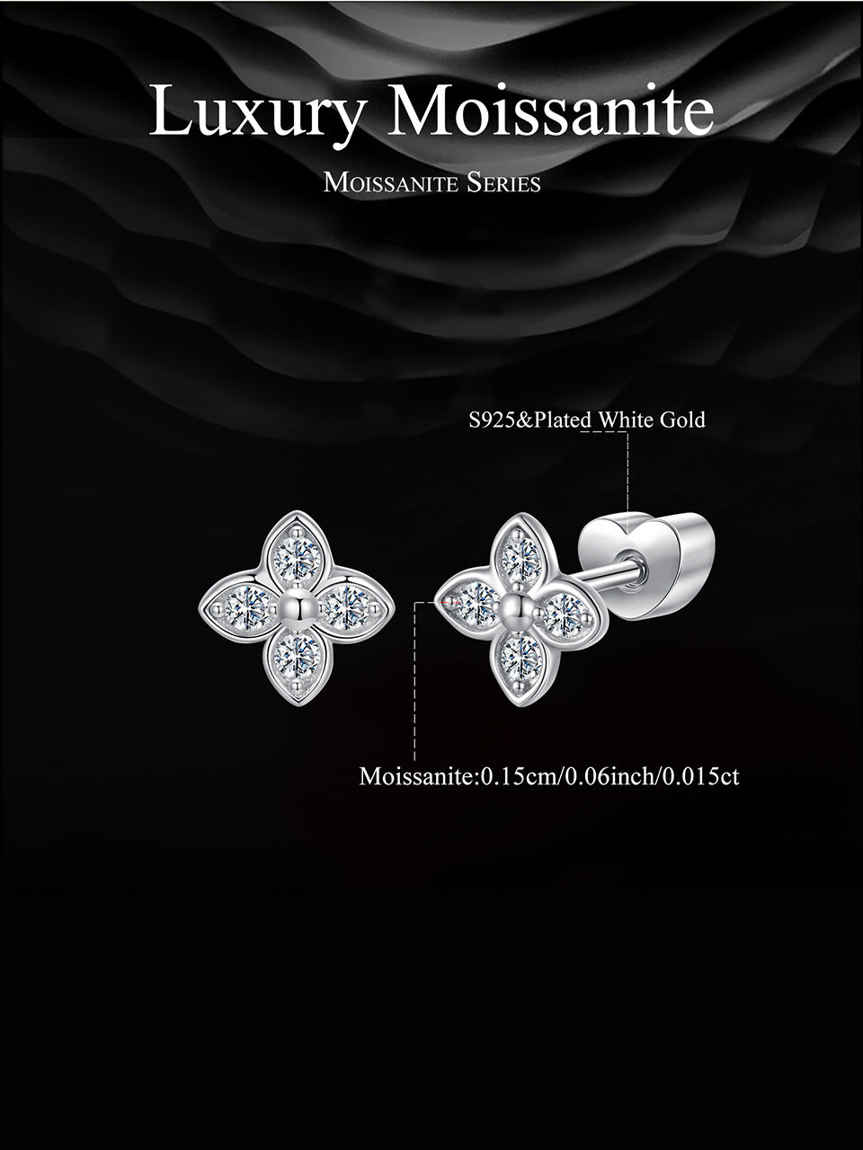 Clover Moissanite Studs