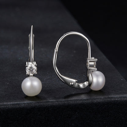 Pearl Accent Moissanite Spring Earrings